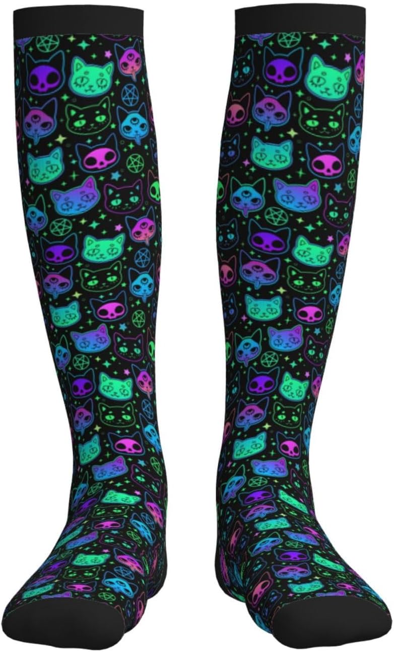 Figtihw Tie Dye Compression Socks Knee High Support Socks For Women Men Running Athletic Hiking - Image 3